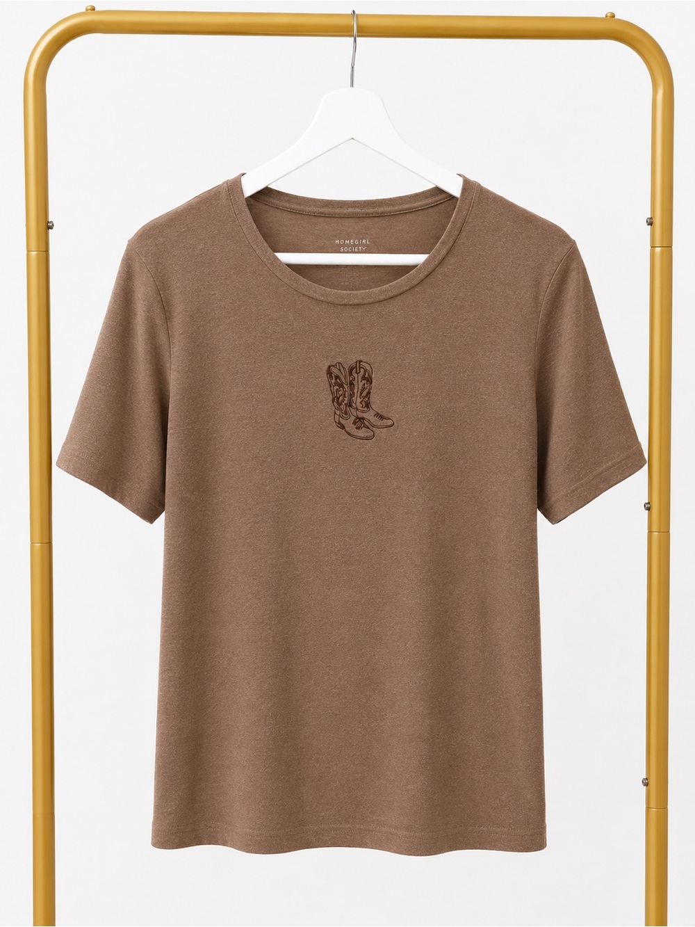 Brown Embroidered Cowboy Boot Tee by MOTHERHOOD SOCIETY